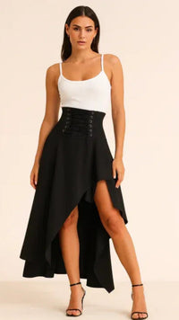 Damen Rock lang mit Schlitz | Midi in Schwarz