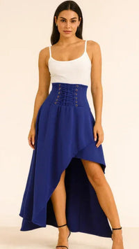 Damen Rock lang mit Schlitz | Midi in Blau