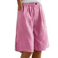 Damen Shorts mit elastischem Bund und Knopf und weitem Bein in Rosa