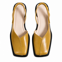 Damen Slingback Flache Schuhe mit Quadratischer Spitze in Olivgrün