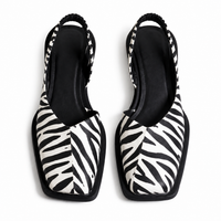 Damen Slingback Flache Schuhe mit Quadratischer Spitze in Leopard