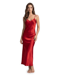 Damen-Slip-Kleid in Midi-Länge in Rot