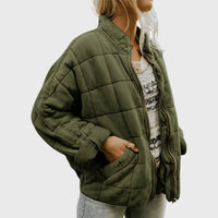 Nora | Damen Steppjacke leichte gefütterte Kurzjacke mit Reißverschluss in Grün
