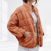 Nora | Damen Steppjacke leichte gefütterte Kurzjacke mit Reißverschluss in Pfirsich