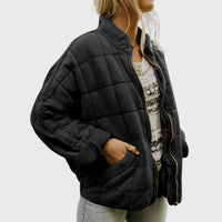 Nora | Damen Steppjacke leichte gefütterte Kurzjacke mit Reißverschluss in Schwarz