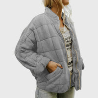 Nora | Damen Steppjacke leichte gefütterte Kurzjacke mit Reißverschluss in Grau