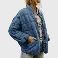Nora | Damen Steppjacke leichte gefütterte Kurzjacke mit Reißverschluss in Blau