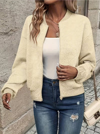 Annika | Damen Steppjacke leichte Zip-Up Bomberjacke strukturierter Stoff in Aprikose