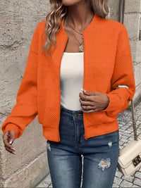 Annika | Damen Steppjacke leichte Zip-Up Bomberjacke strukturierter Stoff in Orange