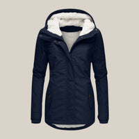 Leonie | Damen Steppjacke mit Fleecefutter Kapuze Winterjacke in Blau