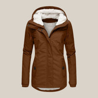 Leonie | Damen Steppjacke mit Fleecefutter Kapuze Winterjacke in Braun