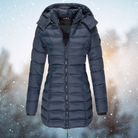 Emilia | Damen Steppjacke mit Kapuze tailliert warm gefüttert in Marineblau