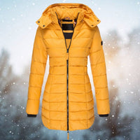 Emilia | Damen Steppjacke mit Kapuze tailliert warm gefüttert in Gelb