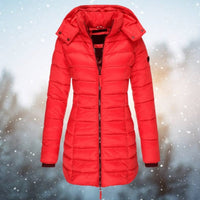 Emilia | Damen Steppjacke mit Kapuze tailliert warm gefüttert in Rot