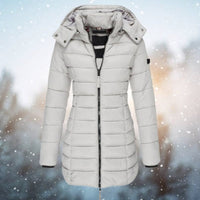 Emilia | Damen Steppjacke mit Kapuze tailliert warm gefüttert in Grau