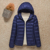 Elisabeth | Damen Steppjacke mit Kapuze ultraleichte Übergangsjacke in Marineblau