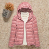 Elisabeth | Damen Steppjacke mit Kapuze ultraleichte Übergangsjacke in Rosa