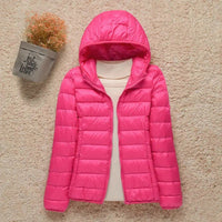 Elisabeth | Damen Steppjacke mit Kapuze ultraleichte Übergangsjacke in Fuchsia