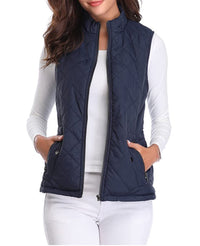 Leonie | Damen Steppweste leicht gefütterte Puffer Vest Women mit Reißverschluss in Blau