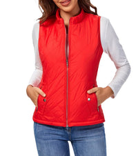 Leonie | Damen Steppweste leicht gefütterte Puffer Vest Women mit Reißverschluss in Rot