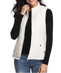 Leonie | Damen Steppweste leicht gefütterte Puffer Vest Women mit Reißverschluss in Weiß