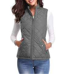 Leonie | Damen Steppweste leicht gefütterte Puffer Vest Women mit Reißverschluss in Grau
