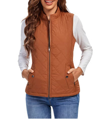 Leonie | Damen Steppweste leicht gefütterte Puffer Vest Women mit Reißverschluss in Khaki