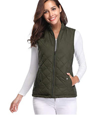 Leonie | Damen Steppweste leicht gefütterte Puffer Vest Women mit Reißverschluss in Olivgrün