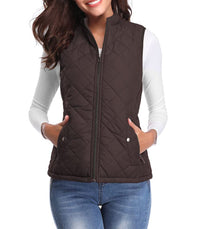 Leonie | Damen Steppweste leicht gefütterte Puffer Vest Women mit Reißverschluss in Braun