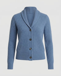 Frieda | Damen Strick-Cardigan mit Revers-Kragen Knopfleiste Langarm in Hellblau