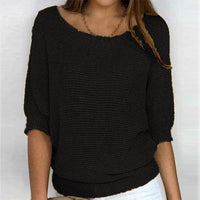 Lena | Damen Strickpullover Lässiger Oversize-Sweater mit Fledermausärmeln in Schwarz