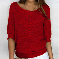 Lena | Damen Strickpullover Lässiger Oversize-Sweater mit Fledermausärmeln in Rot