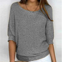 Lena | Damen Strickpullover Lässiger Oversize-Sweater mit Fledermausärmeln in Grau