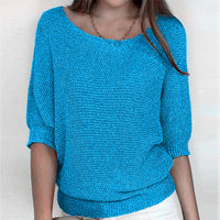 Lena | Damen Strickpullover Lässiger Oversize-Sweater mit Fledermausärmeln in Hellblau