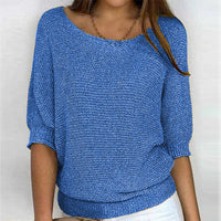Lena | Damen Strickpullover Lässiger Oversize-Sweater mit Fledermausärmeln in Blau