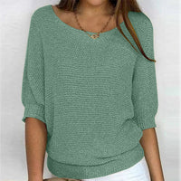 Lena | Damen Strickpullover Lässiger Oversize-Sweater mit Fledermausärmeln in Dunkelgrün