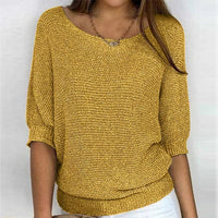 Lena | Damen Strickpullover Lässiger Oversize-Sweater mit Fledermausärmeln in Gelb