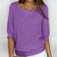 Lena | Damen Strickpullover Lässiger Oversize-Sweater mit Fledermausärmeln in Violett