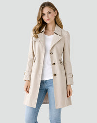 Nora | Damen Taillierter Klassischer Trench Coat Mittellanger Mantel in Beige