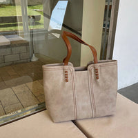 Leonie | Damen Tote Bag Minimalistische Kunstleder Schultertasche in Khaki