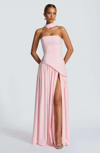 Damen Trägerloses Asymmetrisches Maxikleid in Rosa
