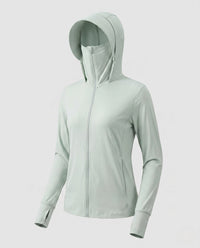 Damen-Trainingsjacke mit Kapuze und Reißverschluss in Grün