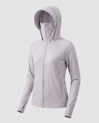 Damen-Trainingsjacke mit Kapuze und Reißverschluss in Hellgrauviolett