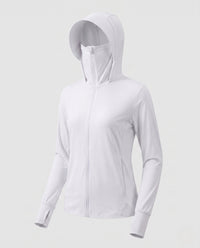 Damen-Trainingsjacke mit Kapuze und Reißverschluss in Weiß