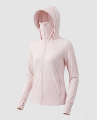 Damen-Trainingsjacke mit Kapuze und Reißverschluss in Frostpink