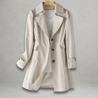 Katharina | Damen Trenchcoat eleganter Einreiher Baumwoll-Nylon-Mantel in Beige