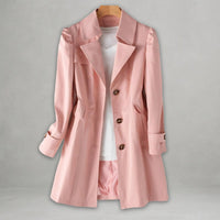 Katharina | Damen Trenchcoat eleganter Einreiher Baumwoll-Nylon-Mantel in Rosa