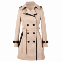 Damen Trenchcoat mit doppelter Knopfreihe und Gürtel in Beige