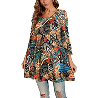 Leonie | Damen Tunika mit buntem Mandala-Druck und 3/4-Ärmeln in A5