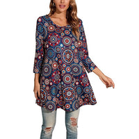 Leonie | Damen Tunika mit buntem Mandala-Druck und 3/4-Ärmeln in 11